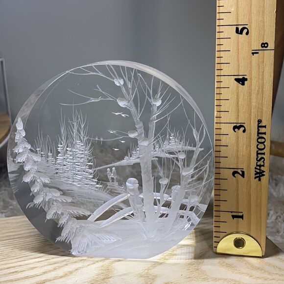 Vintage 1999 Lucite Outdoor Scene Reverse Carved Sculpture by Frank Albrecht FRA - Picture 12 of 17